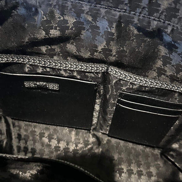 Karl Lagerfeld Paris Large Tote Black Silver Handles and Shoulder Strap - Picture 12 of 13